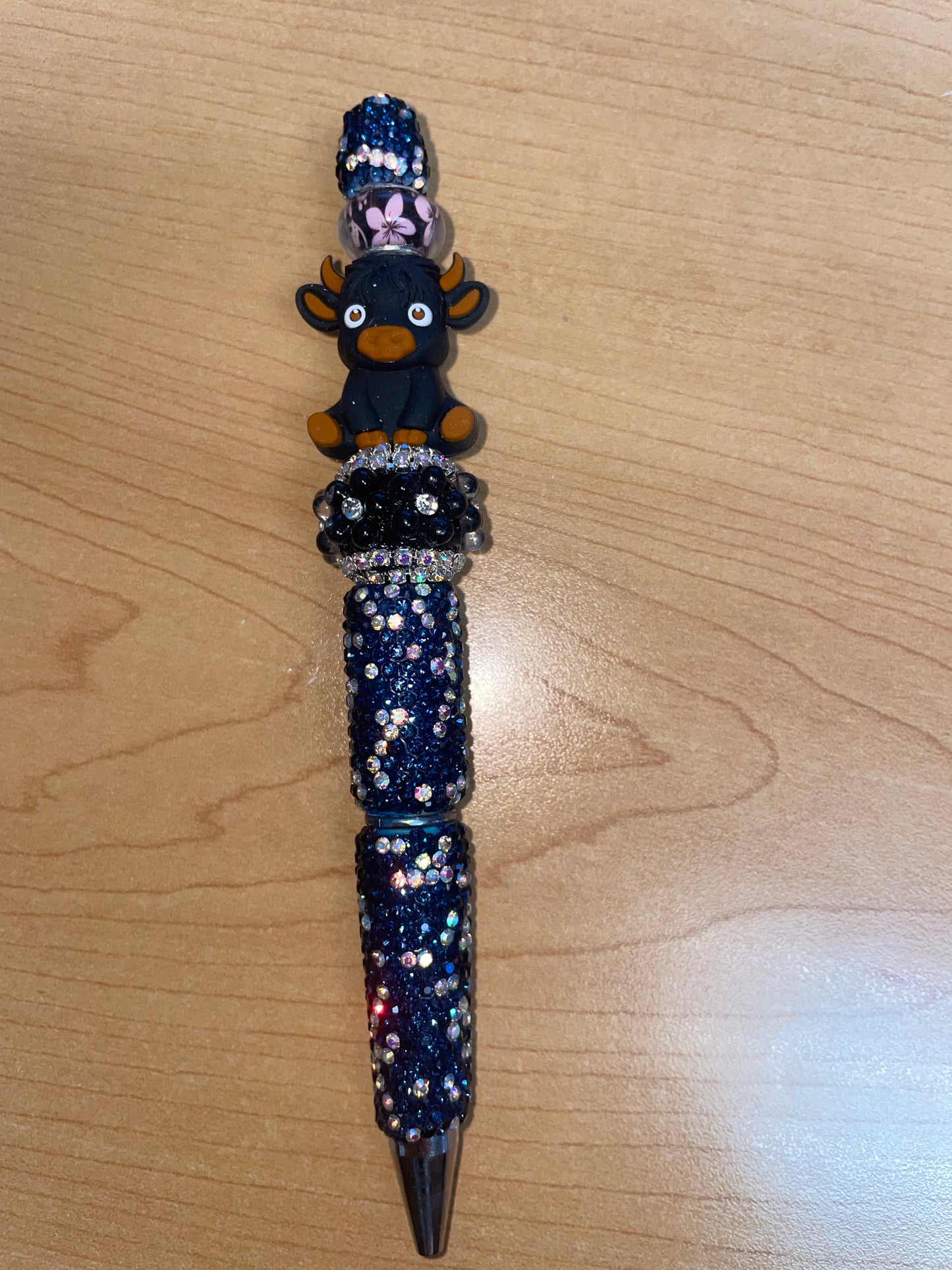 Black cow Rhinestone Pen