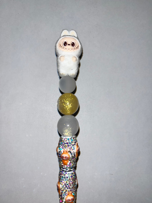 White Labubu Rhinestone Pen