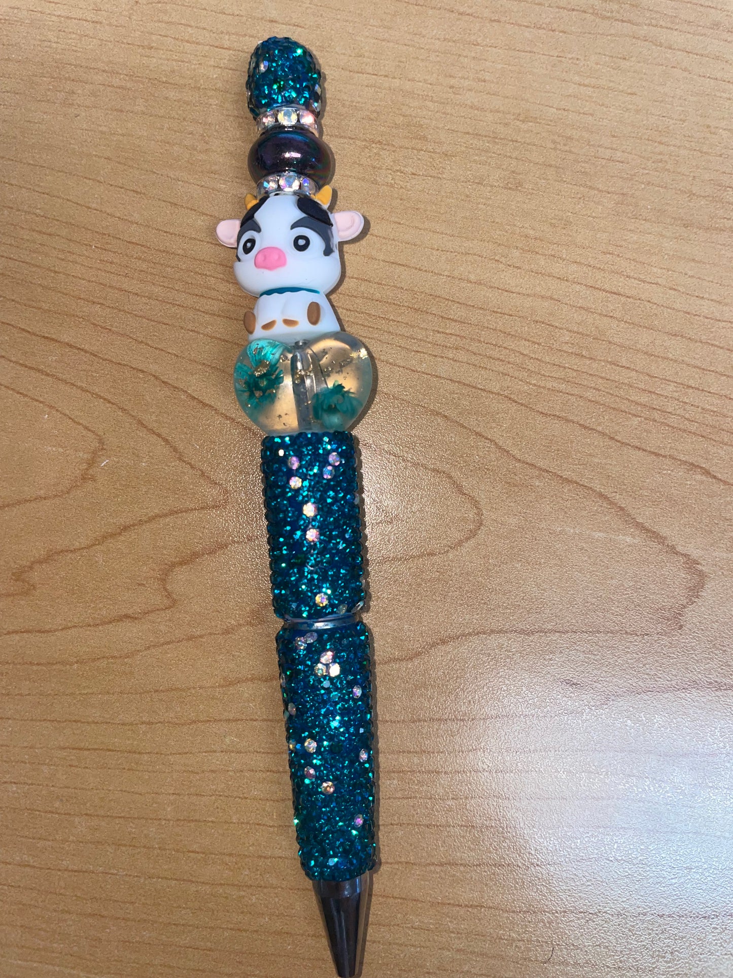 Cow Teal Rhinestone Pen
